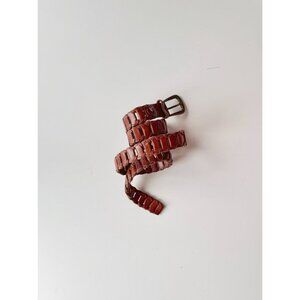 Vintage Made in Turkey Brown Woven Leather Waist Hip Belt, Size 34